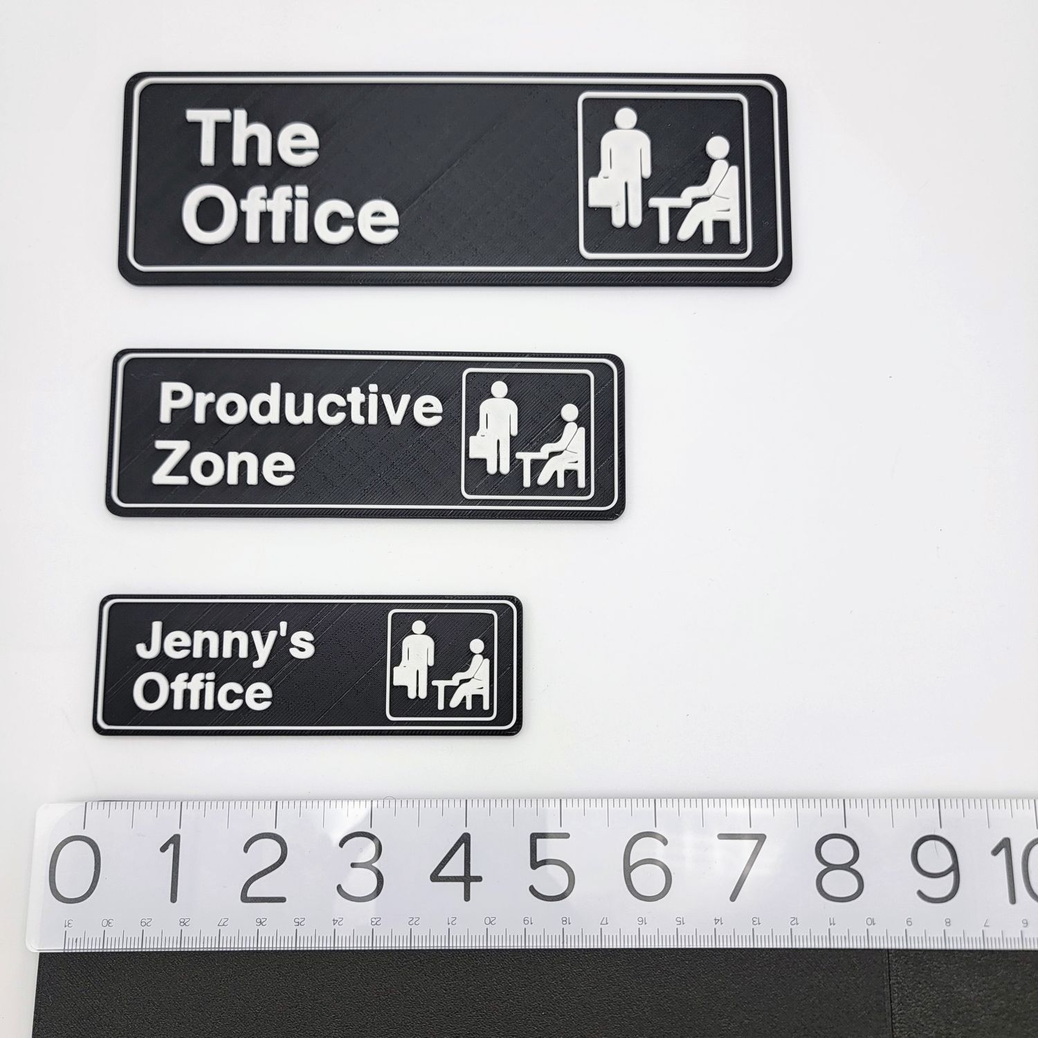 office signs with ruler